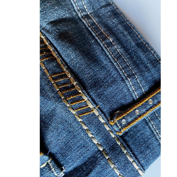 Retro Y2K Gene Culture Womens 10/32 Blue Embroidered Rhinestone Indie Jeans - Picture 7 of 12